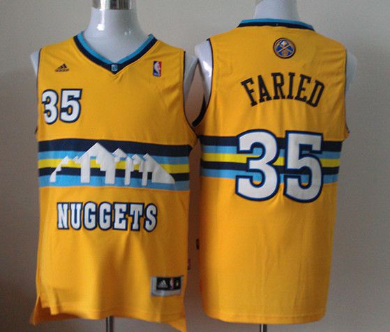 Men Denver Nuggets #35 Faried Yellow Adidas NBA Jerseys->denver nuggets->NBA Jersey